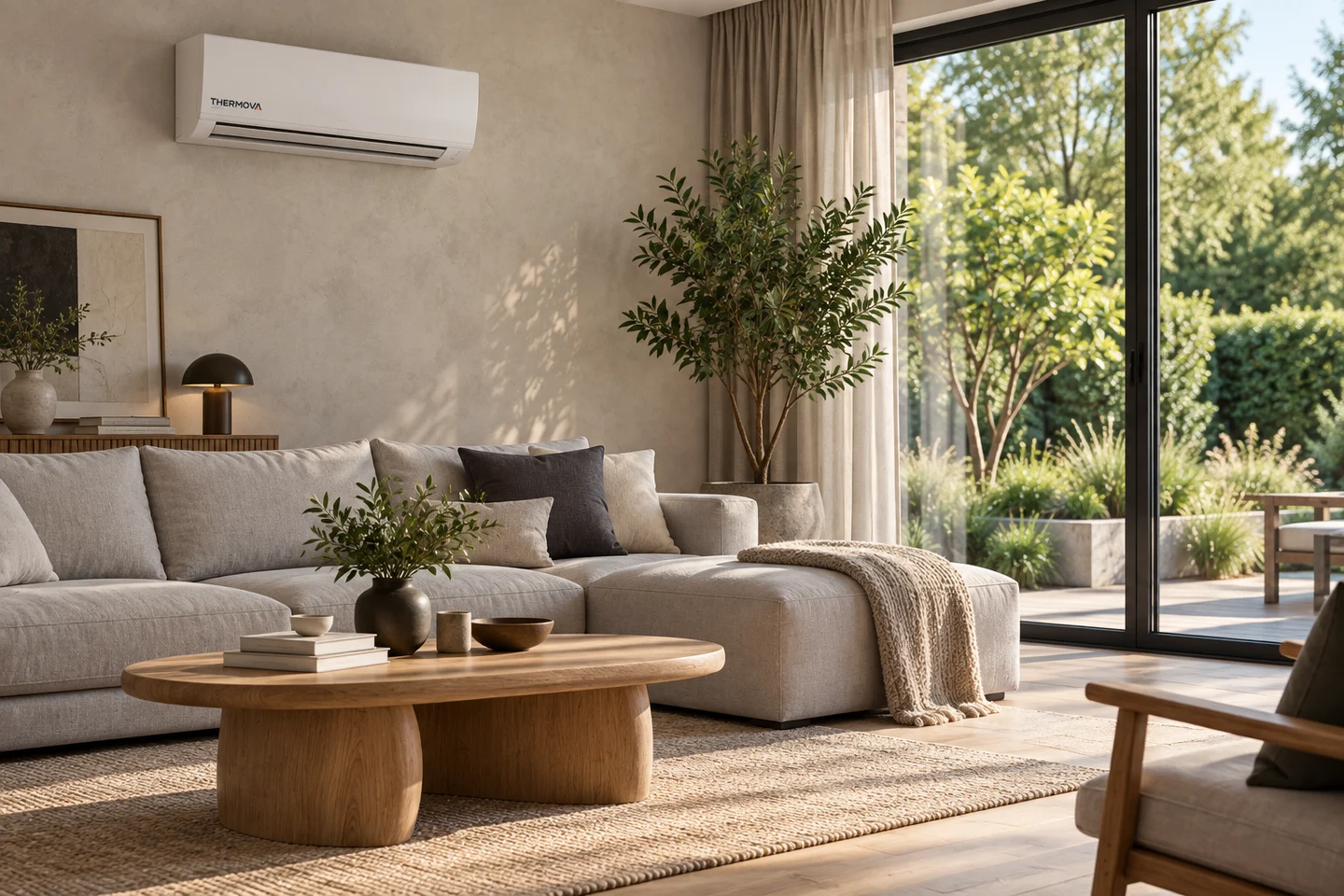 Bright living room with THERMOVA air conditioning — interior concept